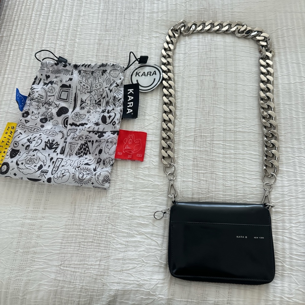 KARA Black Leather Crossbody Bag